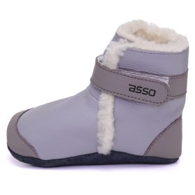   ASSO Világoskék szürke fehér béléssel puhatalpú babacsizma