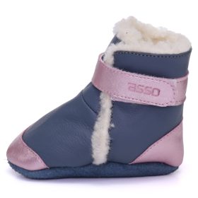 ASSO sötétkék fényes rózsaszín bélelt babacsizma ASSO sötétkék fényes rózsaszín bélelt babacsizma