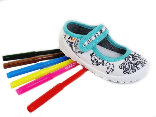 WEESTEP Türkíz kis hableányos színezhető balerina sellő vászoncipő AJÁNDÉK textilfilcekkel